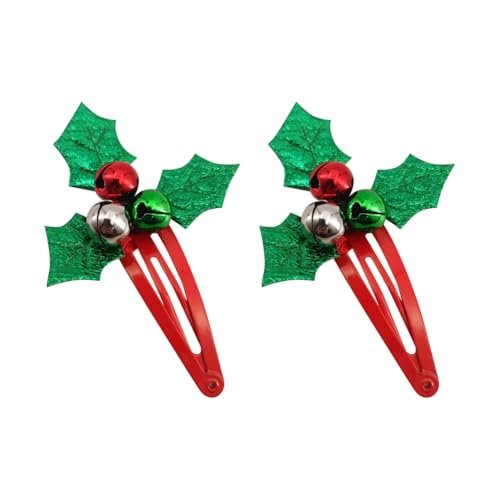 ccHuDE 2 Pcs Christmas Holly Hair Clips – Festive Jingle Bell Hair Barrettes for Girls and Women - görsel 2