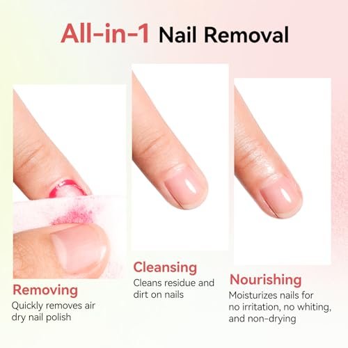 Nailshion Nail Polish Remover Pads, 140 Pcs Travel Fingernail Polishes Wipes in 4 Boxes, Non-Acetone | 3-5s Quick Removal | VE Moisturizing, Lint-free Handy Wipes to Clean Polish, Watermelon Scent - görsel 8