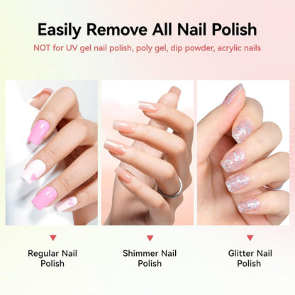 Nailshion Nail Polish Remover Pads, 140 Pcs Travel Fingernail Polishes Wipes in 4 Boxes, Non-Acetone | 3-5s Quick Removal | VE Moisturizing, Lint-free Handy Wipes to Clean Polish, Watermelon Scent