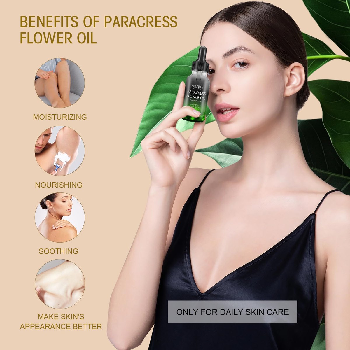 SKSOYT Organic Paracress Facial Oil - Nourishing & Hydrating Face Oil with Helichrysum, Helps Improve Fine Lines & Firmness for Radiant Glow, 1 Fl Oz - görsel 11