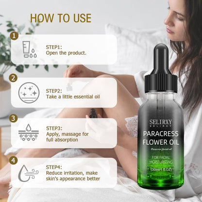 SKSOYT Organic Paracress Facial Oil - Nourishing & Hydrating Face Oil with Helichrysum, Helps Improve Fine Lines & Firmness for Radiant Glow, 1 Fl Oz