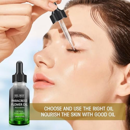 SKSOYT Organic Paracress Facial Oil - Nourishing & Hydrating Face Oil with Helichrysum, Helps Improve Fine Lines & Firmness for Radiant Glow, 1 Fl Oz