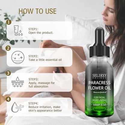 SKSOYT Organic Paracress Facial Oil - Nourishing & Hydrating Face Oil with Helichrysum, Helps Improve Fine Lines & Firmness for Radiant Glow, 1 Fl Oz