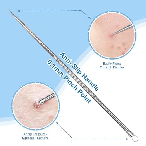 Vybiekr Stainless Steel Blackhead Remover – Surgical Grade Pimple Extractor for Face, Nose & T-Zone (2-Piece Kit) - görsel 4