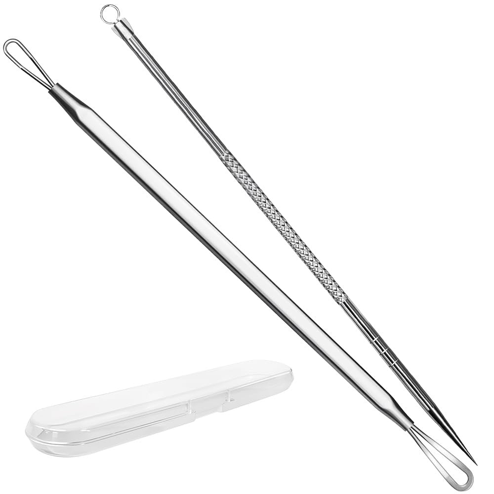 Vybiekr Stainless Steel Blackhead Remover – Surgical Grade Pimple Extractor for Face, Nose & T-Zone (2-Piece Kit) - görsel 1