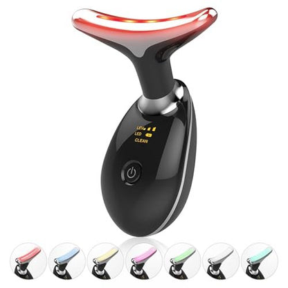 Lyndops Portable Face Beauty Device - 7 Color LED, Thermal & Vibration Face Massager for At-Home Skin Care, Anti-Aging Face Sculpting Tool (Glossy Black) Avelisse