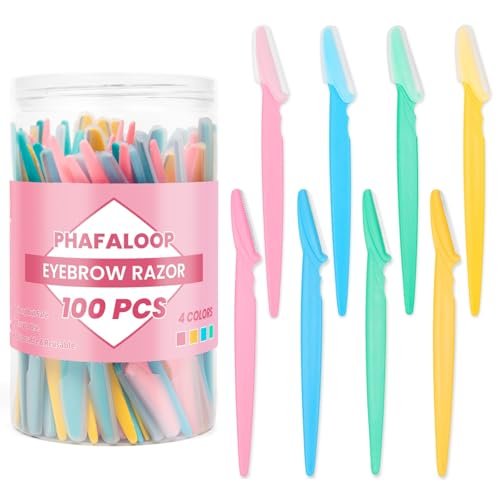 Phafaloop 100 Pcs Eyebrow Razor and Face Razor for Women and Men, Safe and Beginner-Friendly Dermaplaning Tool with Protective Cover - görsel 2