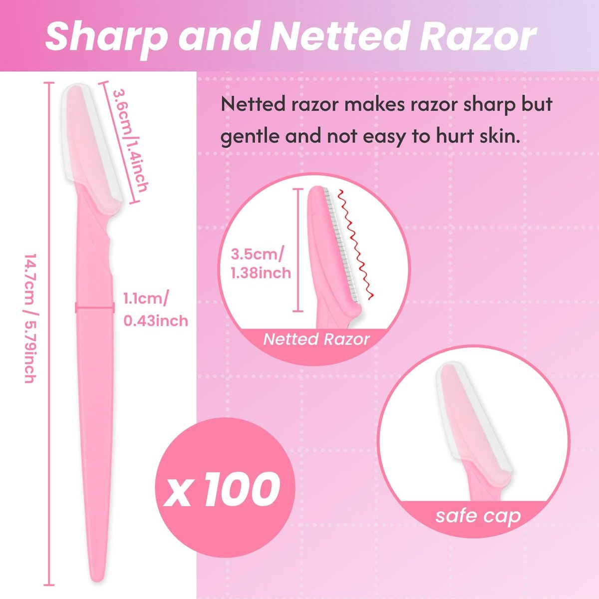 Phafaloop 100 Pcs Eyebrow Razor and Face Razor for Women and Men, Safe and Beginner-Friendly Dermaplaning Tool with Protective Cover - görsel 3