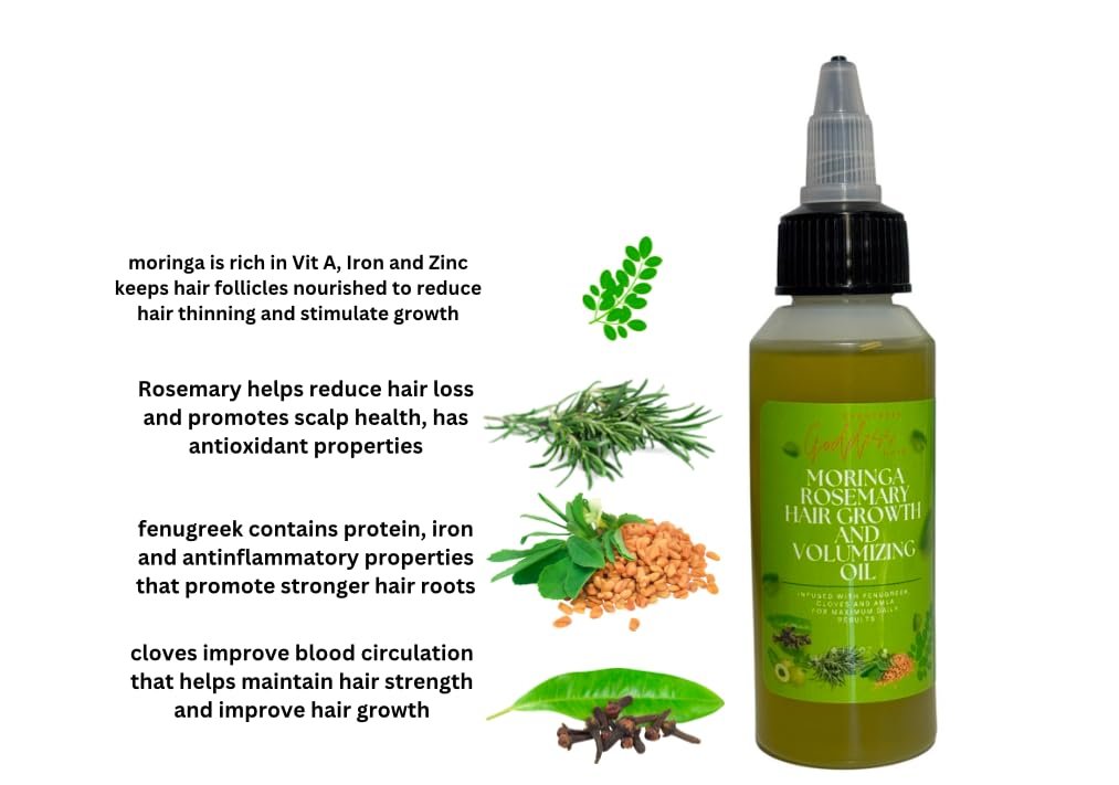 Infused Rosemary Moringa Fenugreek Cloves & Amla Massive Hair Growth Oil – Natural Hair Regrowth Treatment for Volume & Thickness, 4 Fl Oz - görsel 9