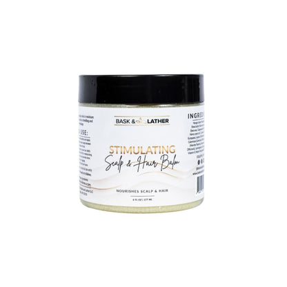 Bask & Lather Stimulating Scalp and Hair Balm for Hair Growth - Mango & Shea Butter, Jojoba Oil, Peppermint & Rosemary Oil, Vitamin E - Nourishing Scalp Care, Moisture, Shine & Strength, 6 oz Avelisse