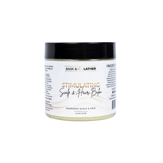 Bask & Lather Stimulating Scalp and Hair Balm for Hair Growth - Mango & Shea Butter, Jojoba Oil, Peppermint & Rosemary Oil, Vitamin E - Nourishing Scalp Care, Moisture, Shine & Strength, 6 oz Avelisse