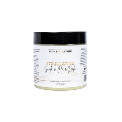Bask & Lather Stimulating Scalp and Hair Balm for Hair Growth - Mango & Shea Butter, Jojoba Oil, Peppermint & Rosemary Oil, Vitamin E - Nourishing Scalp Care, Moisture, Shine & Strength, 6 oz Avelisse