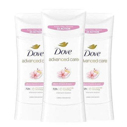 Dove Advanced Care Antiperspirant Deodorant for Women, Sakura Blossom & Yuzu, 72-Hour Sweat and Odor Protection, 3-Pack (2.6 oz each) Avelisse