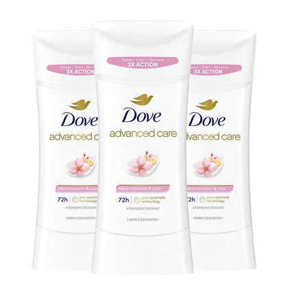Dove Advanced Care Antiperspirant Deodorant for Women, Sakura Blossom & Yuzu, 72-Hour Sweat and Odor Protection, 3-Pack (2.6 oz each) Avelisse