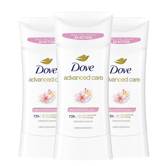 Dove Advanced Care Antiperspirant Deodorant for Women, Sakura Blossom & Yuzu, 72-Hour Sweat and Odor Protection, 3-Pack (2.6 oz each) Avelisse