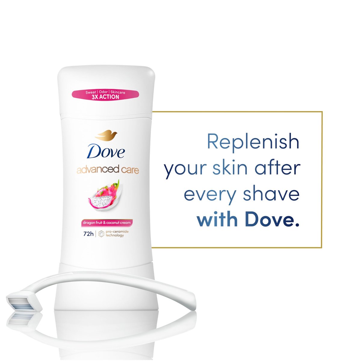 Dove Advanced Care Antiperspirant Deodorant for Women, Dragon Fruit & Coconut Cream, 2.6 oz (Pack of 3), 72-Hour Sweat and Odor Protection Avelisse