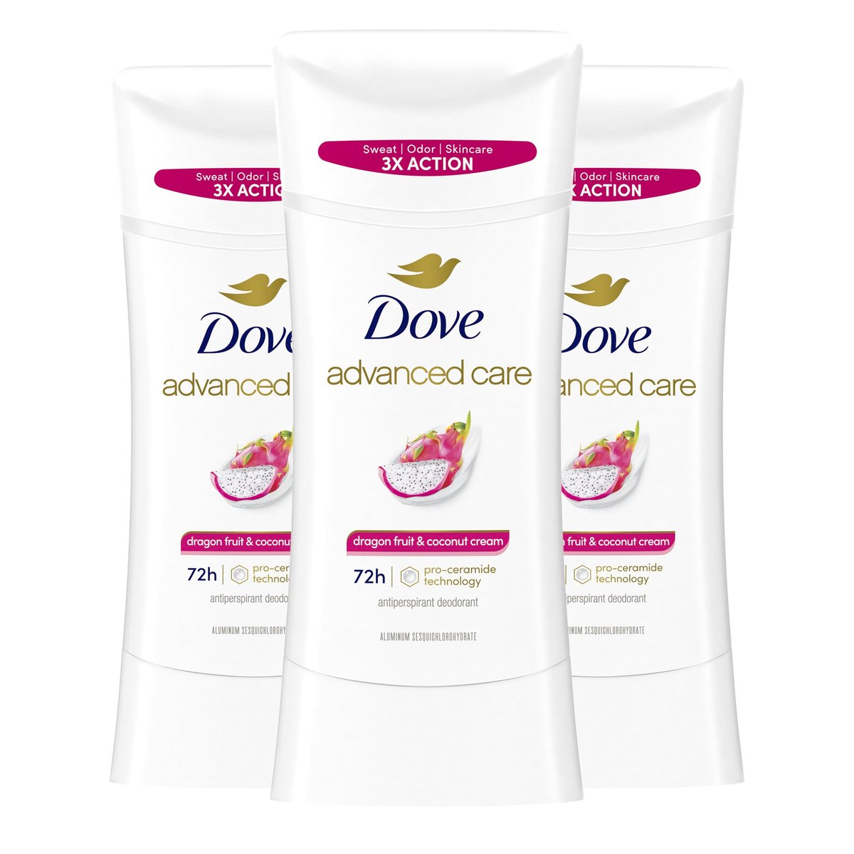 Dove Advanced Care Antiperspirant Deodorant for Women, Dragon Fruit & Coconut Cream, 2.6 oz (Pack of 3), 72-Hour Sweat and Odor Protection Avelisse