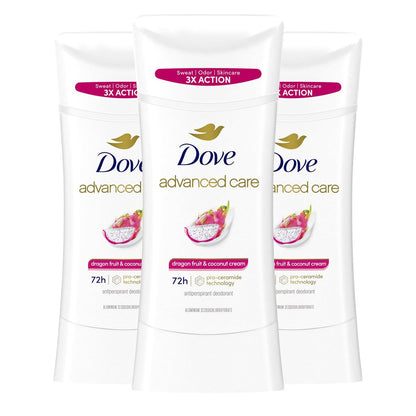 Dove Advanced Care Antiperspirant Deodorant for Women, Dragon Fruit & Coconut Cream, 2.6 oz (Pack of 3), 72-Hour Sweat and Odor Protection Avelisse