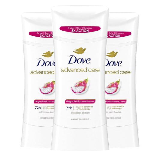 Dove Advanced Care Antiperspirant Deodorant for Women, Dragon Fruit & Coconut Cream, 2.6 oz (Pack of 3), 72-Hour Sweat and Odor Protection Avelisse