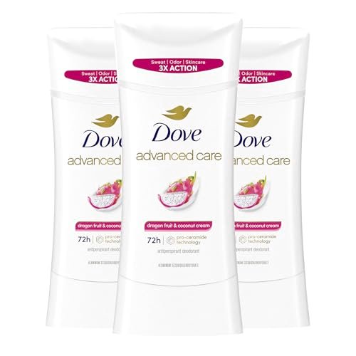 Dove Advanced Care Antiperspirant Deodorant for Women, Dragon Fruit & Coconut Cream, 2.6 oz (Pack of 3), 72-Hour Sweat and Odor Protection Avelisse