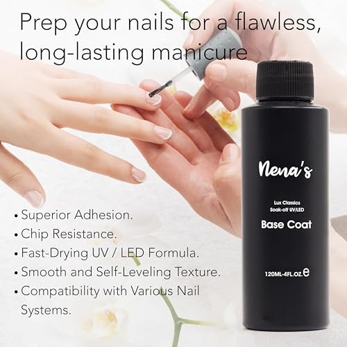 Nena's Professional Base Coat - 120ml UV/LED Soak-Off Nail Gel, Fast-Drying Clear Formula - görsel 4