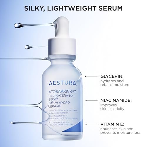 AESTURA ATOBARRIER365 Hydro CERA-HA Serum - Korean Face Serum with Ceramides, Hyaluronic Acid & Niacinamide for Barrier Repair & Glow - Lightweight Hydrating Serum for Dry & Sensitive Skin, 1.01 fl.oz Avelisse