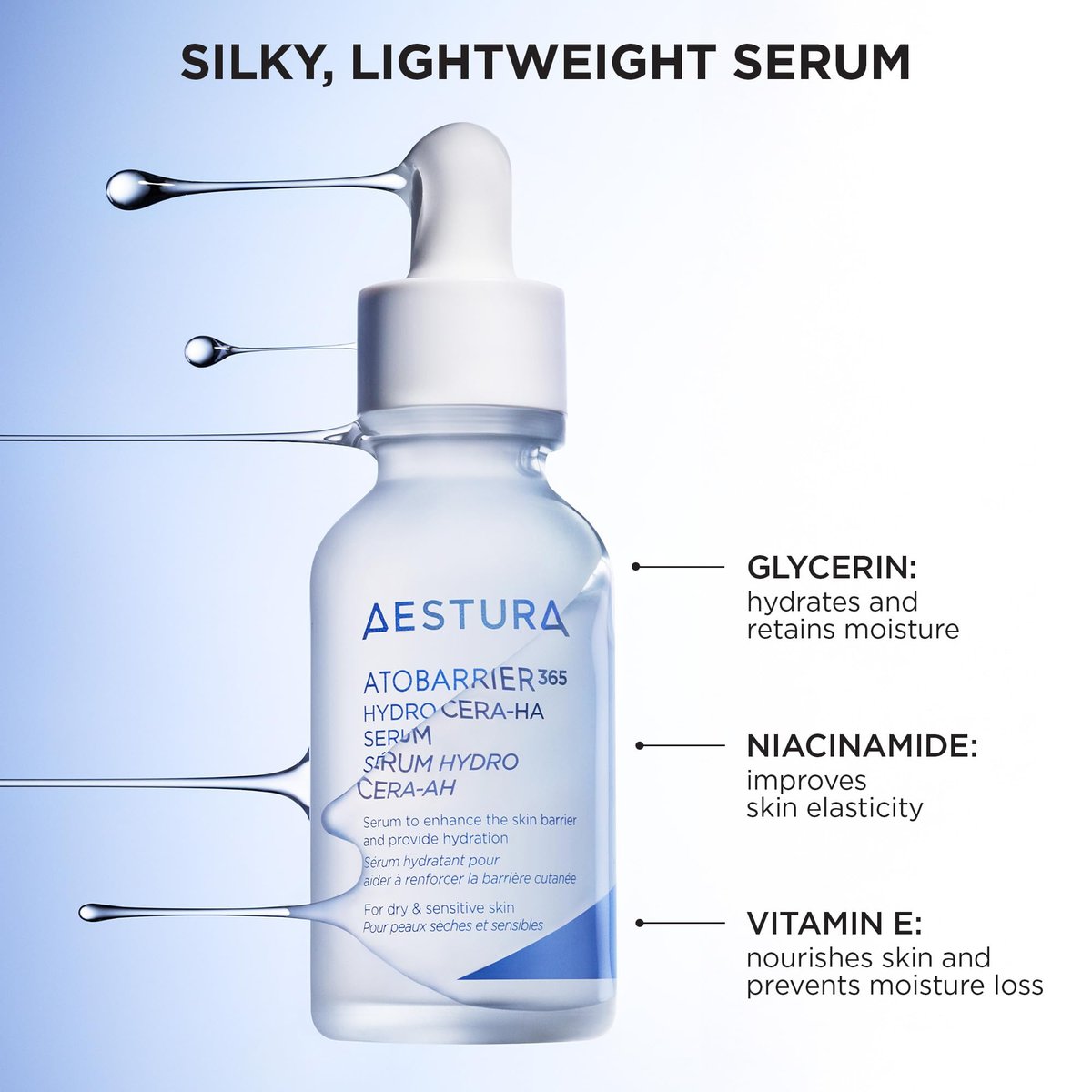 AESTURA ATOBARRIER365 Hydro CERA-HA Serum - Korean Face Serum with Ceramides, Hyaluronic Acid & Niacinamide for Barrier Repair & Glow - Lightweight Hydrating Serum for Dry & Sensitive Skin, 1.01 fl.oz Avelisse