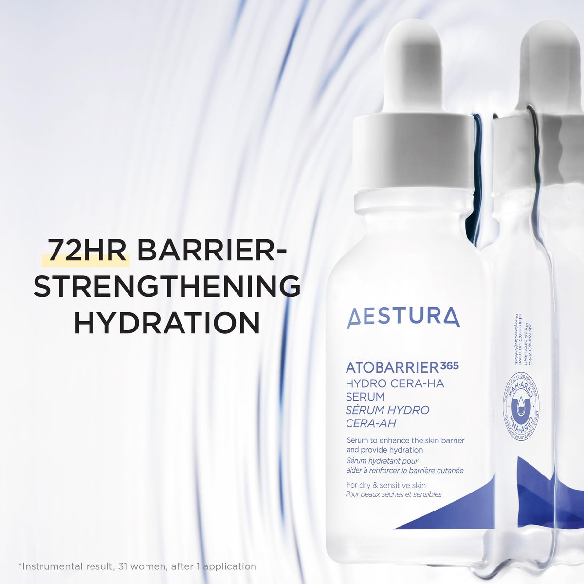AESTURA ATOBARRIER365 Hydro CERA-HA Serum - Korean Face Serum with Ceramides, Hyaluronic Acid & Niacinamide for Barrier Repair & Glow - Lightweight Hydrating Serum for Dry & Sensitive Skin, 1.01 fl.oz Avelisse