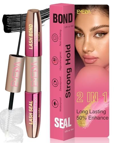EMEDA 2-in-1 Lash Bond and Seal Waterproof Lash Glue for Eyelash Clusters - Strong Hold 72 Hours, Latex Free, DIY Individual Eyelash Extensions (Black) - görsel 2