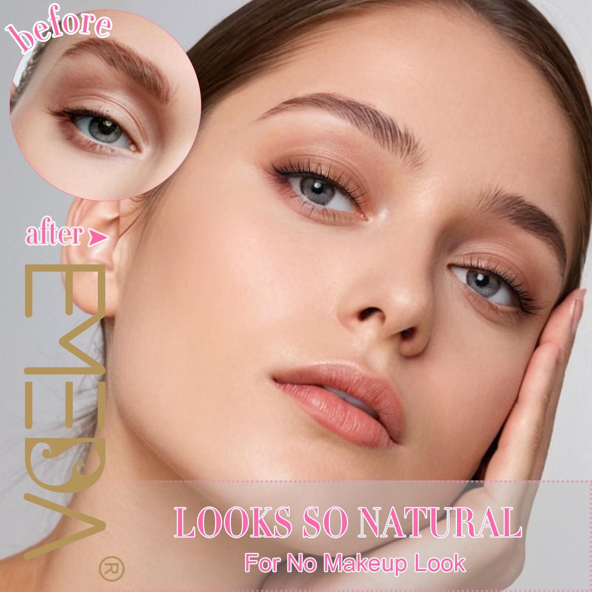 EMEDA Super Natural False Lashes - 8mm Short Wispy Strip Lashes for Natural Look (Pack of 1, Black) - görsel 9