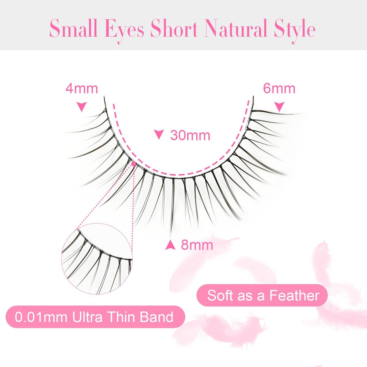 EMEDA Super Natural False Lashes - 8mm Short Wispy Strip Lashes for Natural Look (Pack of 1, Black) - görsel 5