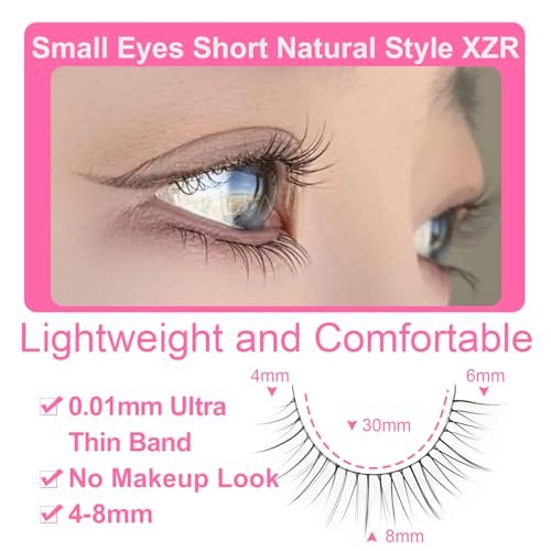 EMEDA Super Natural False Lashes - 8mm Short Wispy Strip Lashes for Natural Look (Pack of 1, Black) - görsel 12