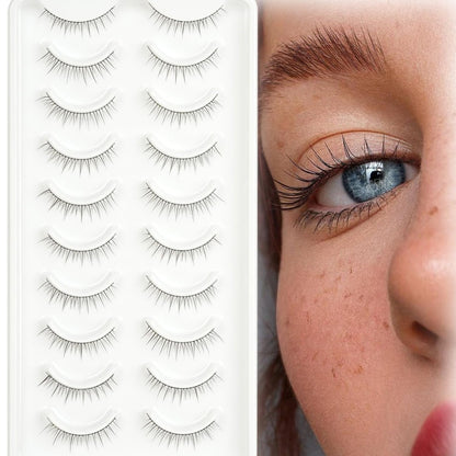 EMEDA Super Natural False Lashes - 8mm Short Wispy Strip Lashes for Natural Look (Pack of 1, Black)