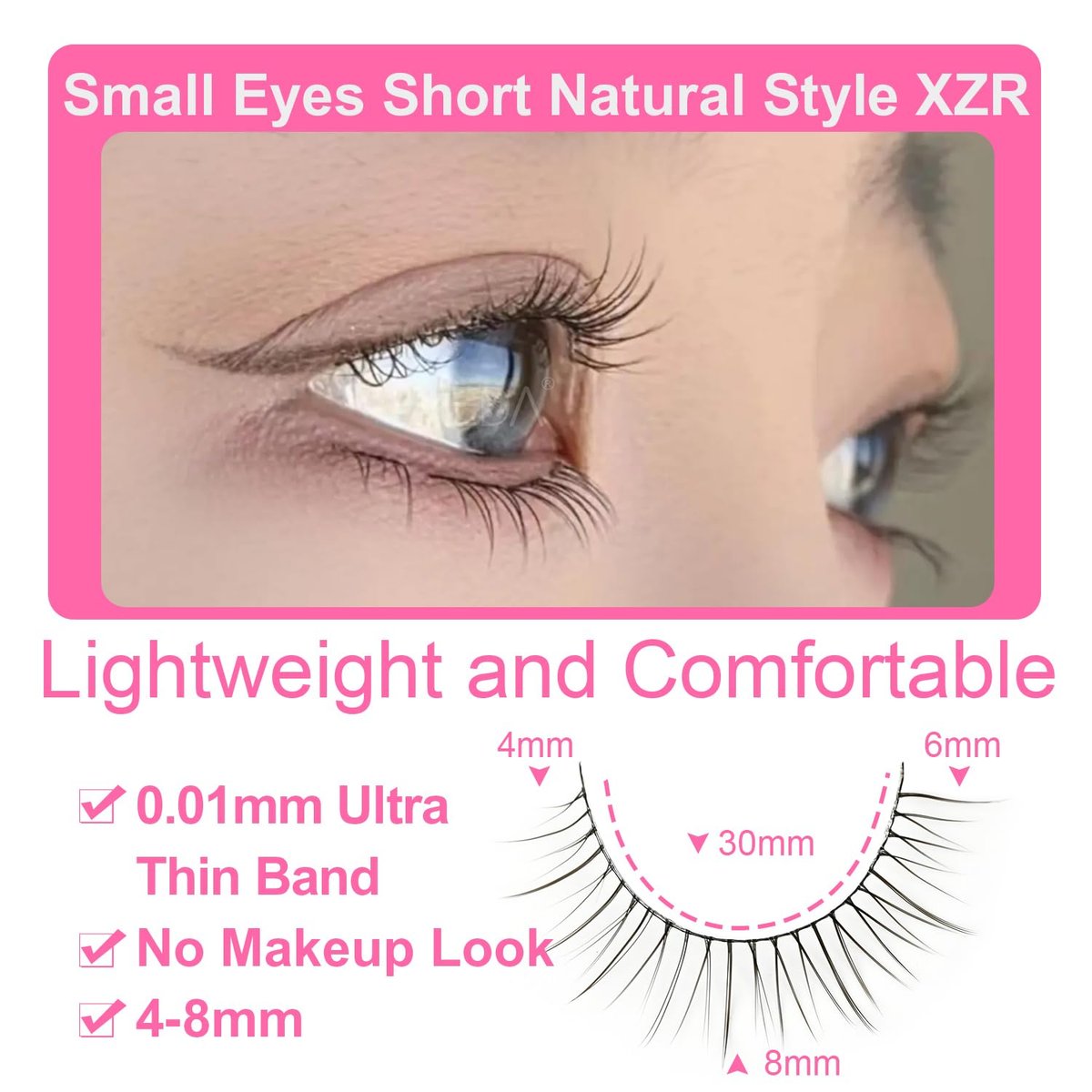 EMEDA Super Natural False Lashes - 8mm Short Wispy Strip Lashes for Natural Look (Pack of 1, Black) - görsel 11