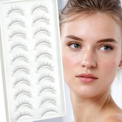 EMEDA Super Natural False Lashes - 8mm Short Wispy Strip Lashes for Natural Look (Pack of 1, Black)
