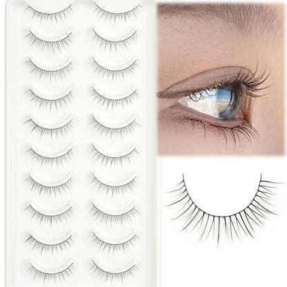 EMEDA Super Natural False Lashes - 8mm Short Wispy Strip Lashes for Natural Look (Pack of 1, Black)