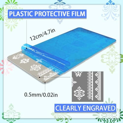 PH PandaHall 3pcs French Floral Nail Plate Stamping Sets - Mixed Flower Nail Stamp Templates for Nail Art Design