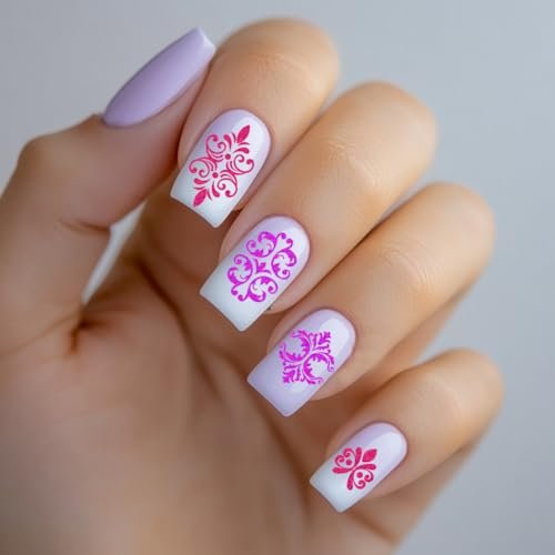 PH PandaHall 3pcs French Floral Nail Plate Stamping Sets - Mixed Flower Nail Stamp Templates for Nail Art Design - görsel 10