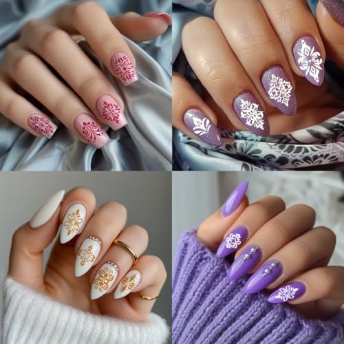 PH PandaHall 3pcs French Floral Nail Plate Stamping Sets - Mixed Flower Nail Stamp Templates for Nail Art Design - görsel 12