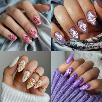 PH PandaHall 3pcs French Floral Nail Plate Stamping Sets - Mixed Flower Nail Stamp Templates for Nail Art Design