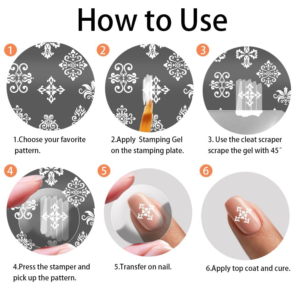 PH PandaHall 3pcs French Floral Nail Plate Stamping Sets - Mixed Flower Nail Stamp Templates for Nail Art Design - görsel 13