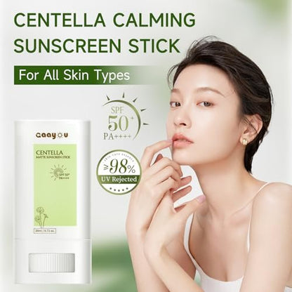 Gaayou Centella Sunscreen Stick SPF50+ PA++++ | Korean Sunscreen Stick for Face & Body | Soothing, Moisture Matte Finish, Non-Greasy, No White Cast