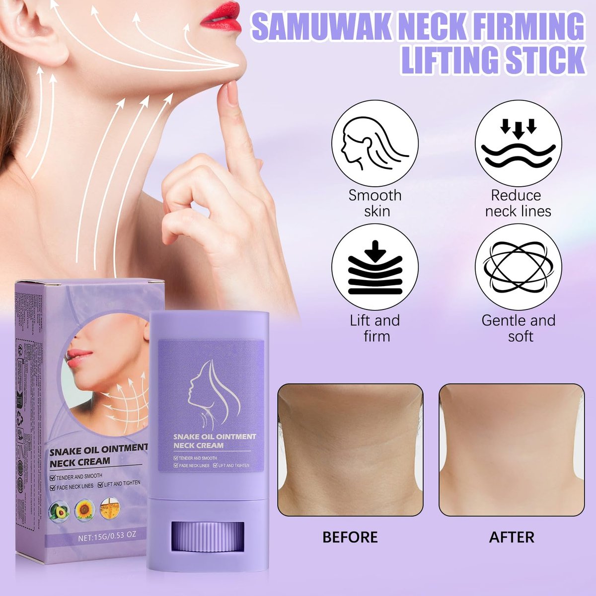 2-Pack Samuwak Neck Care Stick & Neck Cream – Firming & Moisturizing Neck Treatment - görsel 5