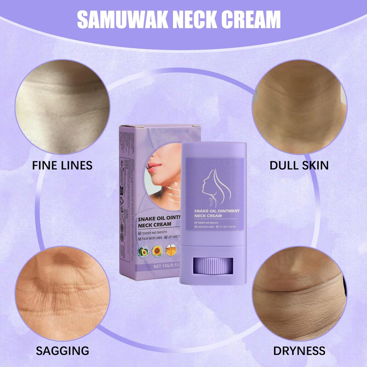 2-Pack Samuwak Neck Care Stick & Neck Cream – Firming & Moisturizing Neck Treatment - görsel 9