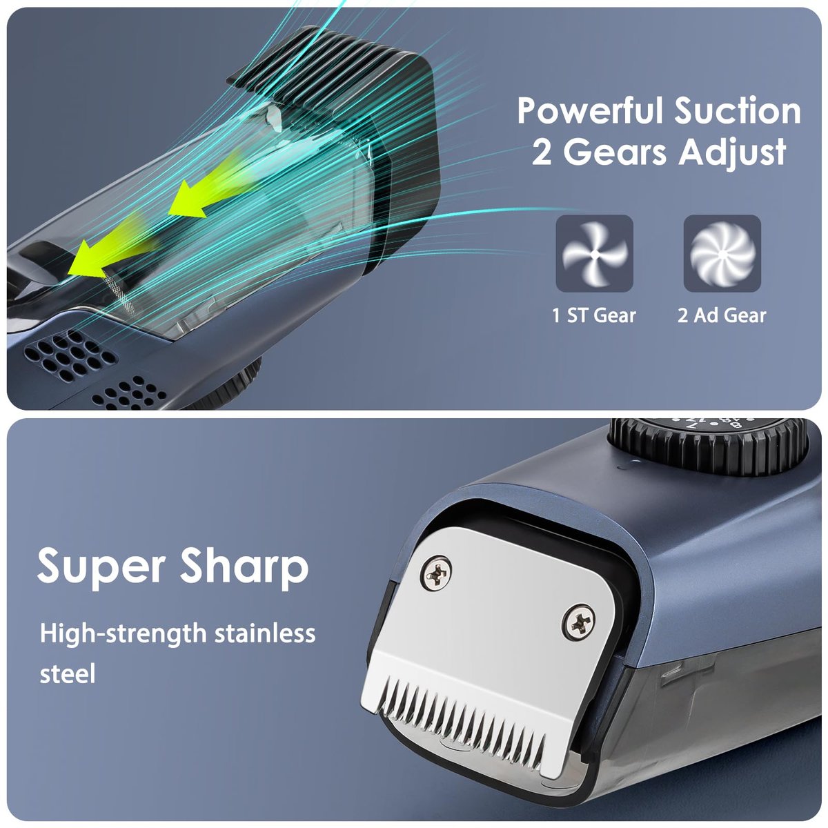 Audoc Vacuum Beard Trimmer for Men - 20 Length & Styles Adjustable, Built-in Vacuum for Mustache, Sideburns, Facial Hair, Rechargeable Avelisse