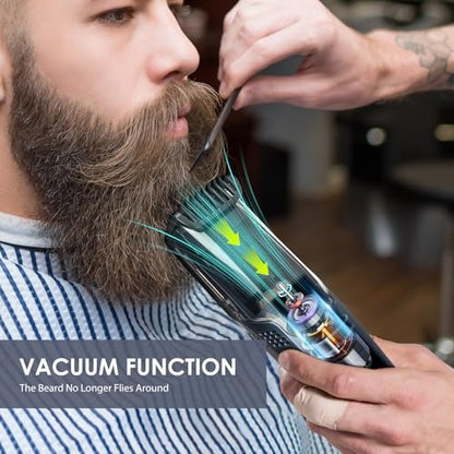 Audoc Vacuum Beard Trimmer for Men - 20 Length & Styles Adjustable, Built-in Vacuum for Mustache, Sideburns, Facial Hair, Rechargeable Avelisse