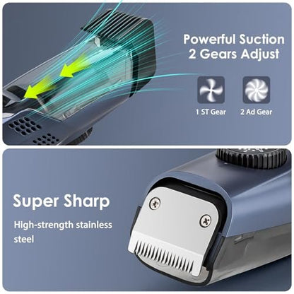 Audoc Vacuum Beard Trimmer for Men - 20 Length & Styles Adjustable, Built-in Vacuum for Mustache, Sideburns, Facial Hair, Rechargeable Avelisse