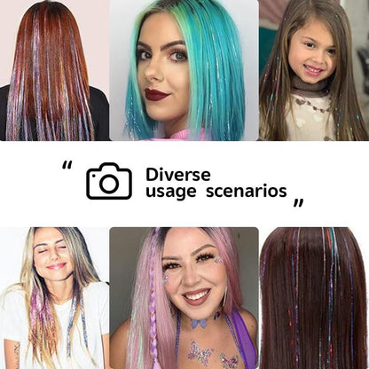 GTTUKK Hair Tinsel Kit - 48 Inch, 16 Colors, 3200 Strands - Heat Resistant Fairy Hair Extensions for Women & Girls