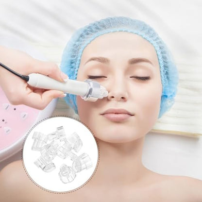 Ipetboom 8-Pack Plastic Hydro Facial Machine Tips for Water Oxygen Beauty Cleaning Suction - Replacement Heads for Aqua Peeling, 1.65cm Inner Diameter