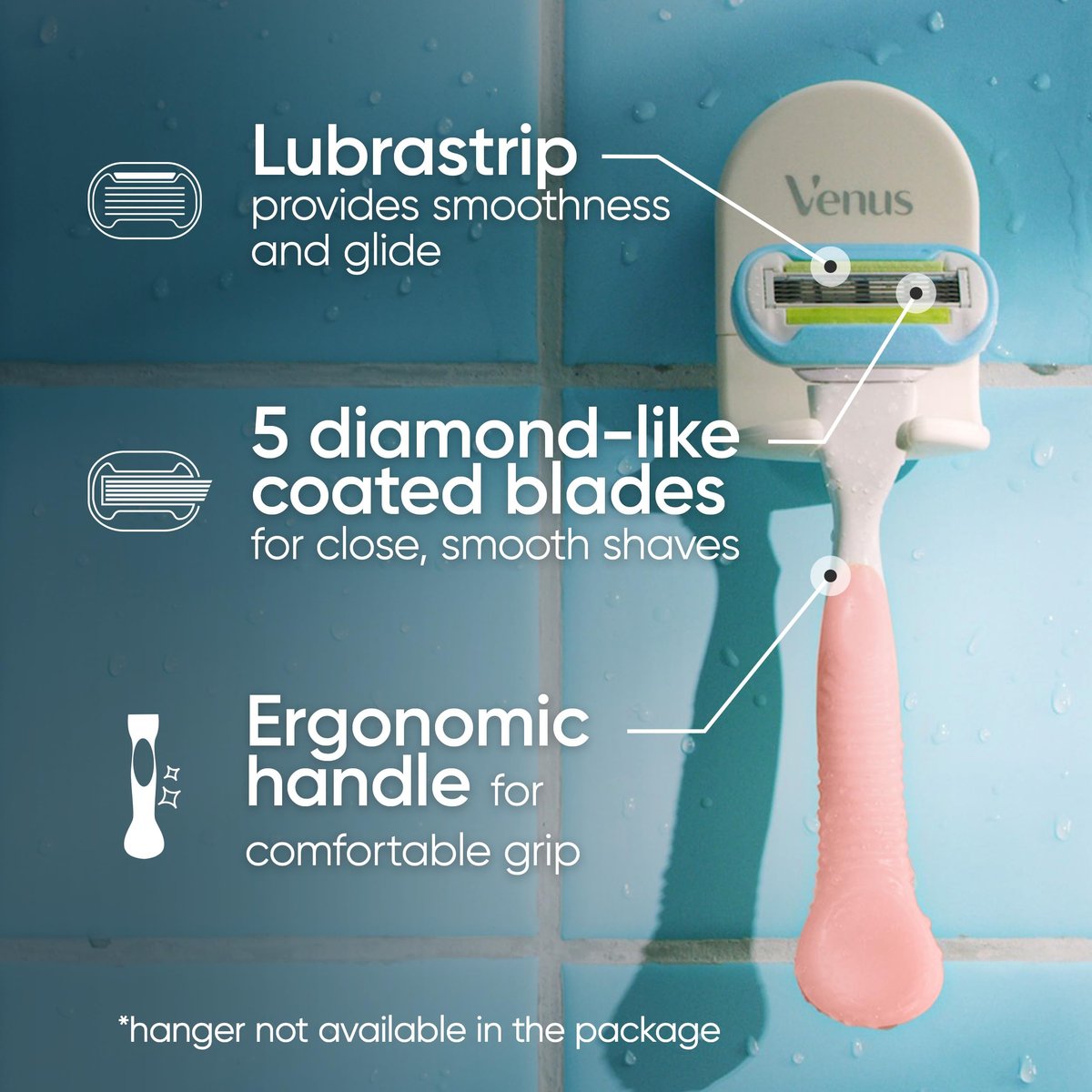 Gillette Venus Extra Smooth Pink Women's Razor Handle + 3 Blade Refills Avelisse